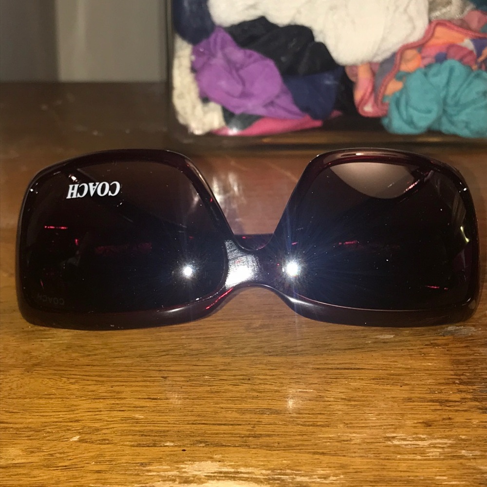 Coach Red/Burgundy & Silver Signature C Sunglasses with Brown Signature C Case - Picture 5 of 14